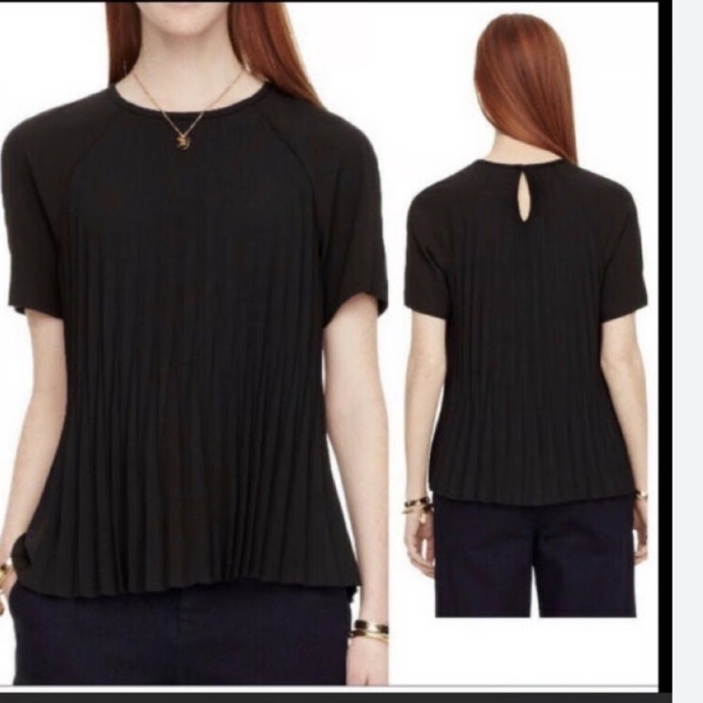 Kate Spade Black Pleated Blouse; XXS